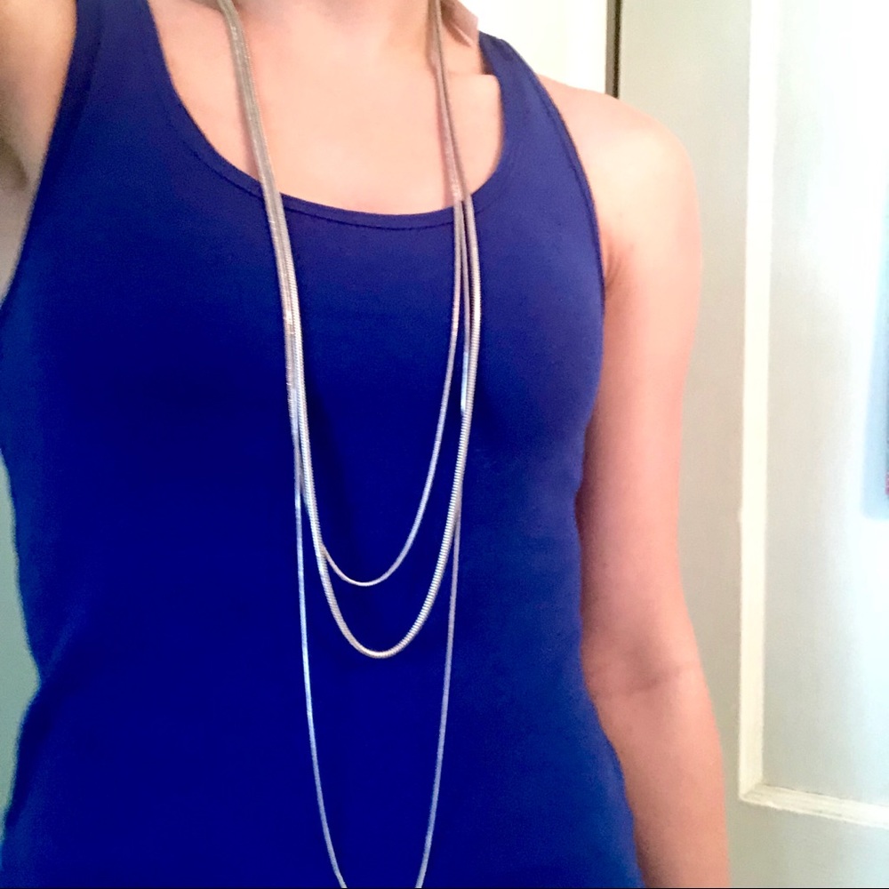 NWT Long Silver 3 Strand Necklace